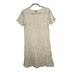 Sundance Shift Dress Womens 8 Cream Eyelet Cotton‎ Boho Crochet Romantic Wedding